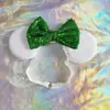Acessórios de cabelo novos com laço de lantejoulas para crianças, tiara decorativa para parque de diversões, faixa de cabelo elástica ajustável de nylon