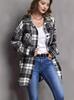 2024 Comercio Exterior Transfronterizo Amazon Otoño e Invierno Camisa de Solapa de Botón Único Commuter para Mujer Holgada de Cuadros Talla Grande para Mujer