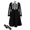 Vestido Fluorescente de Calavera para Niñas Disfraz Cosplay Ropa para Escenario Camisa de Manga Larga para Niñas