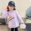 Camiseta de manga larga de algodón puro estilo coreano para niñas, nueva colección de otoño 2026, camiseta básica divertida para niñas, top casual, estilo ins