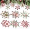 Nuevo juego de 12 piezas de adornos navideños, colgante decorativo navideño de madera con cordón, adecuado para la decoración del jardín del hogar.