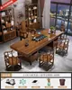 Juego Grande de Mesa de Té y Sillas de Madera Maciza, Una Mesa y Cinco Sillas, Mesa de Té de Estilo Chino Nuevo, Adecuado para Oficina o Uso en Casa, Estación para Preparar Té