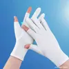 Luvas de Proteção Solar Femininas Elásticas Finas Meio Dedo Dois Dedos Livres ao Ar Livre Proteção UV Dirigindo Esportes Luvas de Manicure Transfronteiriça