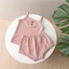Conjunto de Camisola de Verano Nuevo Estilo 2026 para Bebés Niñas, Ropa Infantil Coreana, Pantalones Cortos de Triángulo para Bebés Niños