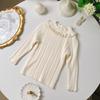 Tricô para Menininha Outono e Inverno 2025 Camiseta de Base Macia Top Estilo Princesa Doce Simples Tricotado Tricô Moderno