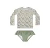 Maiô Infantil Menina Duas Peças Manga Longa Proteção Solar Estampado Floral Bebê Roupa de Banho para Férias na Praia Conjunto de Três Peças