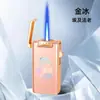 Isqueiro Portátil de Disparo Direto com Aparência Premium, Padrão Aurora Colorido da Moda, Isqueiro à Prova de Vento com Chama Azul, Venda por Atacado de Presentes