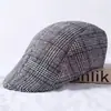 Gorra de Béisbol de Moda Retro Coreana de Lana a Cuadros Suelta de Otoño e Invierno Versátil Casual para Personas de Mediana Edad y Mayores