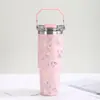 Copo Térmico de Aço Inoxidável 304 com Alça, Bico Retentor de Gelo, Porta-Copos de Carro, Garrafa de Água Esportiva Portátil para Exterior, Suporta Personalização