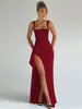 Vestido de Noche Largo para Mujer Estilo Ins Europeo y Americano 2026 Moda de Verano Sexy Espalda Descubierta con Abertura Alta de Tirantes Finos