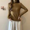 Comércio exterior foto real veludo canelado camiseta manga longa feminina outono e inverno gola alta camisa base interna