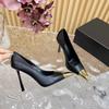 2024 Camurça Verão Novo Salto Alto Metal Pontudo Elegante Salto Fino Sapatilhas Sapatos de Trabalho Femininos