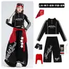 Traje de jazz para niña, moderno cuello alto para niña, conjunto de baile negro corto, atuendo de actuación de jazz, baile callejero para mujer