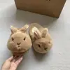 Bonitas pantuflas de algodón con diseño de conejito de dibujos animados, pantuflas de interior para mujer para otoño e invierno, cálidas y mullidas