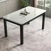 Conjunto de mesa e cadeiras de jantar de vidro temperado de camada dupla, design moderno, adequado para apartamentos pequenos, mesa de jantar para uso doméstico, formato retangular