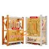 Prateleira Guarda-Roupa Casa Quarto Montagem Simples Uso em Quarto Alugado Novo Armário de Roupas Cabideiro de Metal Armário de Armazenamento de Aço