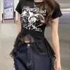 Camiseta de Manga Corta con Retazos de Encaje Picante Estilo Francés para Mujer, Nuevo Top Versátil Juvenil Ajustado para el Verano 2026