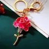 Chaveiro de Flor Rosa Esmaltada para Carro de Mulheres, Pingente de Bolsa de Metal, Argola de Chaveiro, Presente Criativo Atacado do Aliexpress