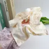 Pañuelo Cuadrado de Tul Bordado con Flores, Lazo para el Cabello, Diadema para Mujer 2025 Nuevo Blogger Bolas de Pelo Grandes Elegantes Lazo para el Cabello