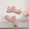 Sapatos Birkenstock Retro de Sola Grossa para Aumentar a Altura, Cobertura Total, para Mulheres, Lançamento 2026, Sapatos Baixos Versáteis com Fivela de Uma Linha, Mocassins, Sapatos Pequenos de Couro