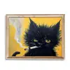 Venta Caliente de Amazon Estilo Pintura al Óleo Retro Gato Negro Pintura Decorativa Retrato de Gato Divertido Gracioso Lienzo Pintado con Spray Pintura de Pared