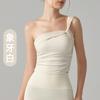 Chaleco de Yoga Estilo Deseo Puro para Mujer Sexy Top de Tubo de un Hombro Combinable Ajustado Copa Fija Ropa Interior Deportiva para Fitness