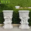 Maceta de Mármol para Niños con Respaldo de Flor Maceta para Jardín Estilo Europeo Plaza de Jardín Entrada de Villa Escultura de Piedra Adorno de Maceta