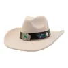 Aliexpress Amazon Nuevo Sombrero Vaquero Occidental para Hombre y Mujer Corazón de Melocotón Parte Superior Sombrero Jazz de Lana Ala Ancha Sombrero de Copa