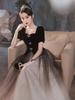 Vestido Negro Degradado 2026 Nuevo Estilo Hada Elegante Impresionante Vestido de Cumpleaños Se Puede Usar Casualmente como Vestido de Noche para Banquete