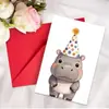 Colección de Tarjetas de Felicitación de Cumpleaños Nuevas Transfronterizas Animal Texto Mensaje de Cumpleaños Universal Tarjeta Plegable con Sobre