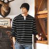 Sudadera Rayada Retro Americana de Dos Piezas Falsas para Hombre, Marca Trendy Holgada para Primavera y Otoño, Sudadera Nueva de Manga Larga de Peso Pesado de 280g para Hombre