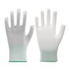 Guantes personalizados con palma recubierta de PU Blanco Trece agujas Recubiertos de PU con punta de los dedos sumergida en goma Guantes protectores de trabajo antiestáticos para protección laboral