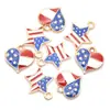 Bandera americana amor cinco puntas estrella gota de aceite colgante diy aleación joyería accesorios pulsera banda de goma colgante