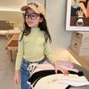 [en stock] suéter para niña invierno nuevo bebé estilo occidental camisa básica suéter de encaje de cuello redondo para niños