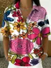 2026 Verano Transfronterizo Nuevo Top Casual para Mujer con Estampado Floral, Estilo Vacacional, Holgado, Cuello Solapa en V, Manga Corta
