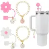 (2+2) Cubierta de Popote de Flor para Accesorios de Taza Stanley 10 mm Silicona Reutilizable