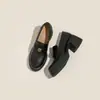 Mocasines de Camelia con Suela Gruesa para Mujer en Stock, Zapatos Individuales Retro Estilo Británico, Nuevo Modelo 2026, Zapatos de Cuero Gruesos de Tacón Alto para Mujer