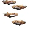 Cama Doble Estilo Crema Francesa Moderna Simple de Cuero Dormitorio de Matrimonio de Madera Maciza de Alta Gama Atmosférica Cama Blanda Empacada para Dormitorio