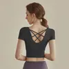 Mallas deportivas de manga larga y corta para mujer, de secado rápido, con almohadilla para el pecho, para yoga y fitness.
