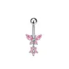 Set de 5 Anillos para Ombligo con Mariposa Flor Corazón Incrustaciones de Circonita Acero Inoxidable Clavo para Ombligo Perforado