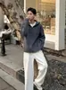 Directo de Fábrica Estilo Perezoso Punto Otoño/Invierno Holgado Versátil Abrigo Suéter con Media Cremallera y Cuello Alto Para Hombre Sensación de Gama Alta