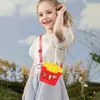 Bolsa de silicone criativa com furos para comida DIY, batata frita fofa, hambúrguer, bolsa mensageiro, bolsa infantil de desenho animado, atacado