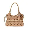 Bolsa de Ombro Feminina Retro de Camurça com Bolinhas Outono 2026 Nova Moda Bolsa Tote Decorativa Bolsa Pequena de Mão de Grande Capacidade
