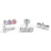 Pendientes F136 de Titanio Triple Redondo Zirconio 5A Zirconio Joyería para Piercings Uñas del Cartílago Uñas de la Oreja Uñas de Labios G23 Aleación de Titanio