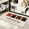 Tapetes de Piso de Lino Dibujados, Tapetes de Piso para Baño, Absorbentes, Antideslizantes, Resistentes a la Suciedad y de Fácil Cuidado para Puerta de Baño del Hogar, Venta al por Mayor
