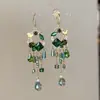 Pendientes de Borla Completos de Diamantes Coloridos Dulces para Mujer, Nuevo Estilo Chino, Pendientes Exquisitos de Nicho de Alta Gama, Estilo de Lujo Ligero, Accesorios Versátiles para Orejas