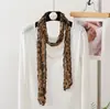 Bufanda Larga de Algodón y Lino Plisada Ajustada Nueva Combinación de Ropa Bufanda de Seda con Estampado de Lunares y Leopardo Bufanda Larga de Punto Fino Estrecho con Trenzas
