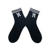 Calcetines de otoño e invierno para mujer hasta media pantorrilla blanco y negro estilo campus NY calcetines para pareja barras paralelas letras running hip hop media pantorrilla Deportes calcetines para hombre
