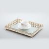 Mesa de Centro Bandeja de Cristal Espejo Metal Rectangular Tocador de Casa Bandeja de Almacenamiento para Cosméticos Manualidades Dorado