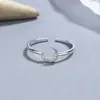 Anillo de Estrella y Luna de Plata de Ley 925 para Mujer, Anillo Abierto Personalizado de Moda Estrella y Luna, Joyería de Plata Simple y Ligera Estilo Ins